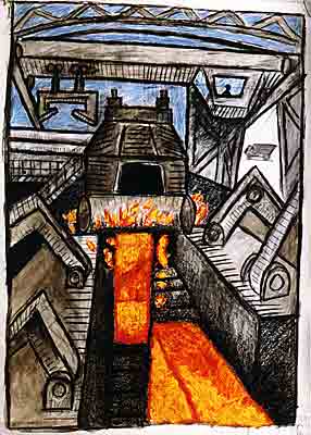 Painting "Shanghai Steelworks Baoshan", Miixed media on paper, 105 * 77 cm