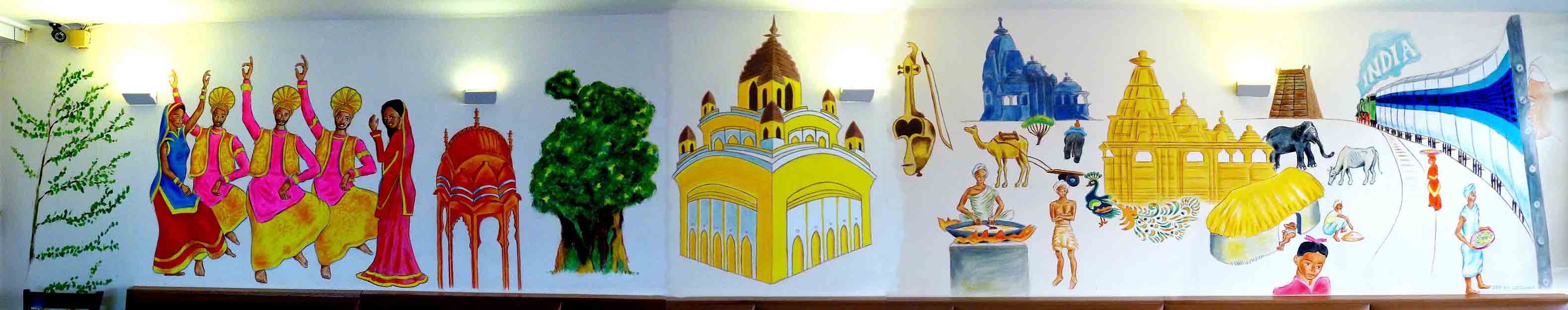 Wall painting "Window to India - Train Journey from South to North India"