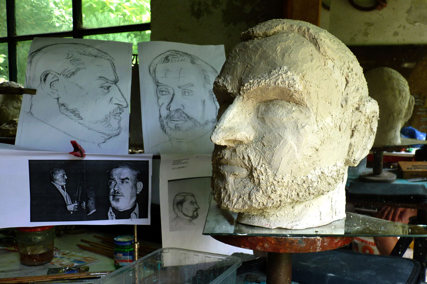 portrait bust in life size made of plaster